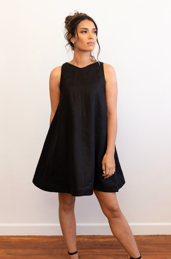 The Linen Shift Dress Black