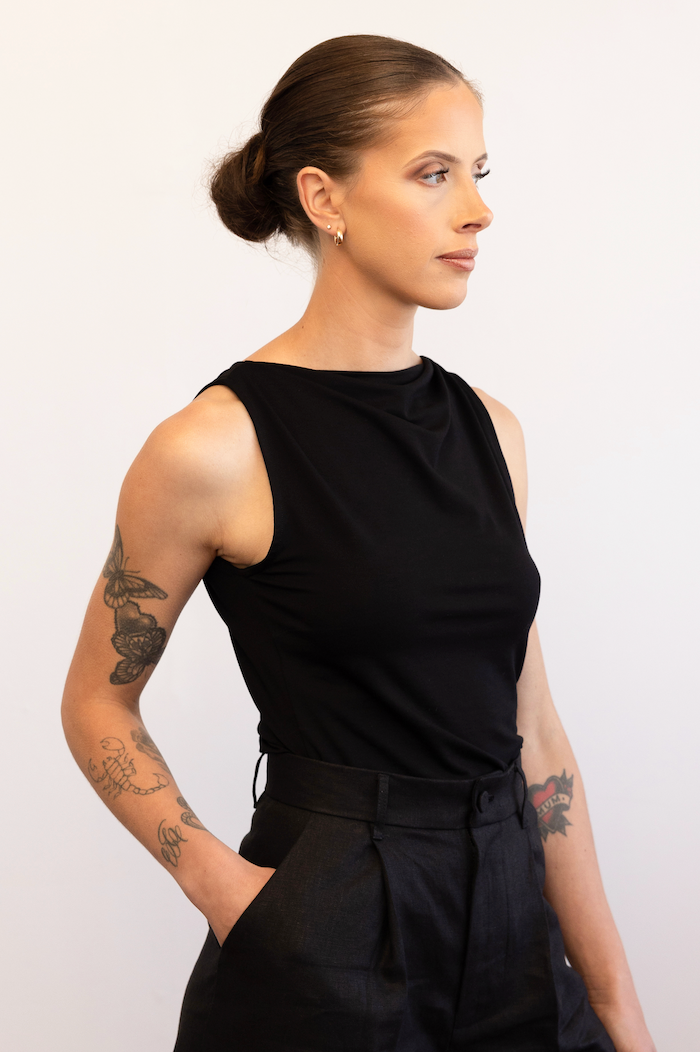 The Timeless Cowl Neck Top Black