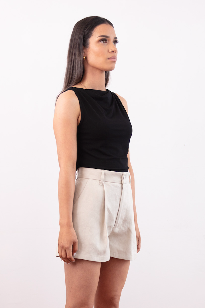 High waisted linen shorts on sale
